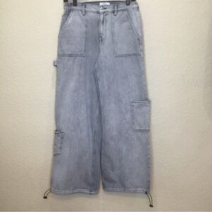 Forever 21 Carpenter Jeans 27 Gray High Rise Jogger Casual Streetwear Wide Leg